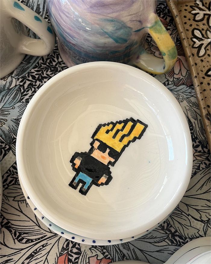 Painted pottery at the Hey Clay studio