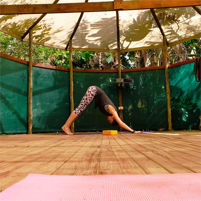 A yoga class in the pagoda at Buccaneers